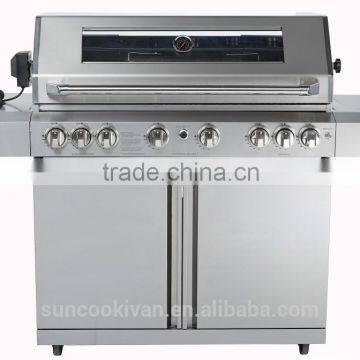 6 main burners stainless steel gas grill