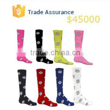 Softball/Baseball Logo sock, Acrylic Socks Knee High Colored Socks