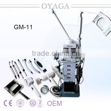 GM-11 High Frequency/ Galvanic in & out/ spray/ rotary brush/ magnifying lamp/ Ozone therapy 19 in 1 facial machine