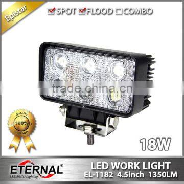 18W rectangle led work light truck trailer excavator bulldozer road truck led working lamp