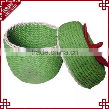 S.D artisan 100% woven apple shape rattan handmade gift basket