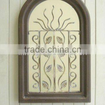 decorative Wall Mirror with wood-like frame metal decoration