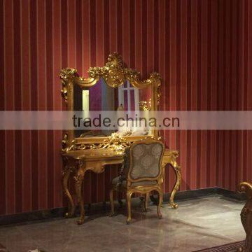 Luxury Gold Painting Royal Bed With Night Stand, Antique Solid Wood Carved Bedroom Set, Palace Design Wood Bedroom Furniture Set photo-2