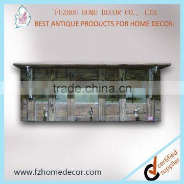 2016 Newest Distressed Wood Wall Shelf With Hooks Wall Mounted Shelf With Drawer photo-3