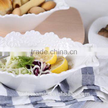 Wholesale 600ml Cheap Customized White Ceramic Baking Sala Bowl