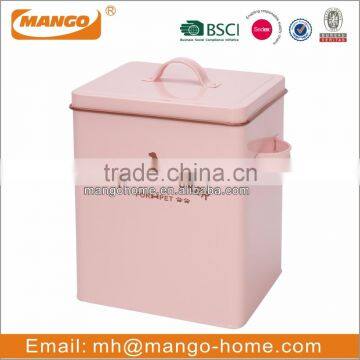 Pinky Powder Coating Steel Cat Food Container photo-2