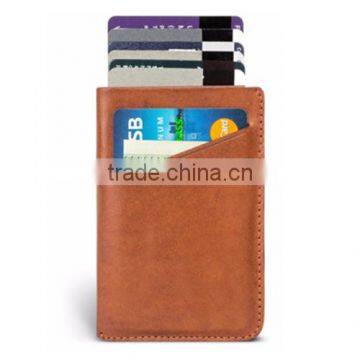 real leather Slim Front Pocket Minimalist Wallet money clip Card Holder