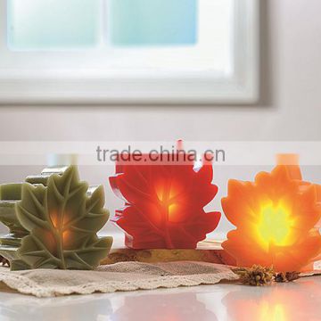 S/3 Assorted Color LED Maple Leaves Shaped Candles