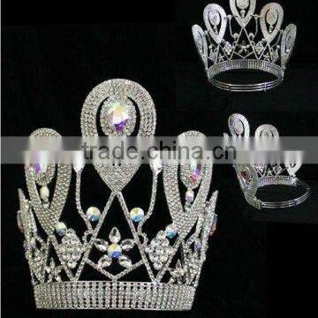 Big Large Rhinestone Crystal Beauty Contest Pageant Jeweled Crowns Tiara photo-2