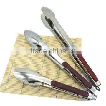 Metal Snack Salad Tong Slilicone Handle Heat Resistant Cooking Frying Tong