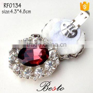 Antique fashion women jewel wine ruby shoe clip for shoe decoration