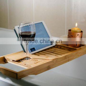 Bamboo Bathtub Caddy - Bathtub Tray - With Book Holder photo-6