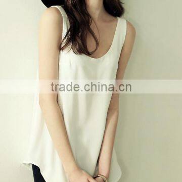 women long loose shirt 2015 Fashion Design Lady Blouse Solid Color Chiffon Blouse white shirt for women