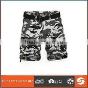 2015 latest fashion shorts camo color short with canvas fabric many pockets men short with belt