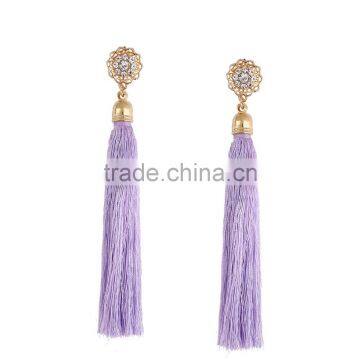 Bohemian Jewelry Zircon Gems With Long Colorful Tassel Charms Earrings for Women photo-2