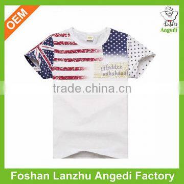 England style boy round neck t shirt O neck silk printing t shirt in cheap price and good quality