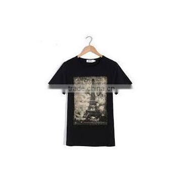 Customize Logo t Shirt, Back Color T-shirt,100% Cotton, Silk Green Printing photo-4