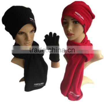 Black Polar Fleece Hat Scarf Sets photo-2