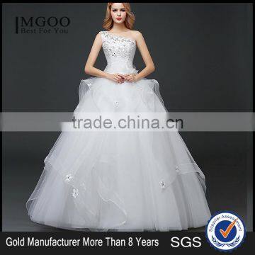 MGOO Custom Made One Shoulder White Beaded Magic Dress Company Ballgown Bridal Party Dress New Style