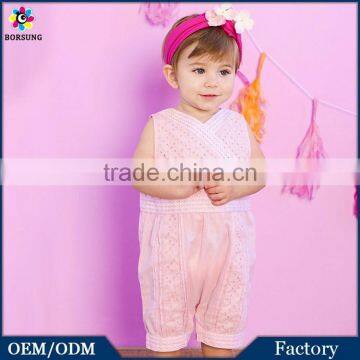 Importing Baby Clothes From China Summer Pink Toddler Bodysuit Pierced Lace Baby Romper