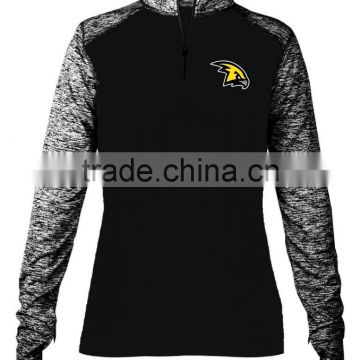 2016 OEM Ladies sports polyester spandex Blended Fitness training 1/4 zip half zipper Pullover