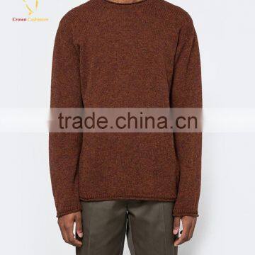 Knitting Pattern Crew Neck Men Cashmere Sweater Autumn Solid Color