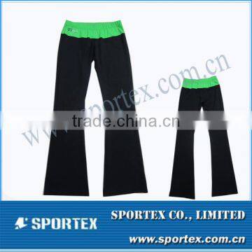 CY-1306 women active pants with contrast waist panel, fitness yoga pants, yoga sports pants