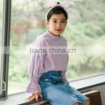 S17594A 2017 New Autumn Children's Cotton Blouses Kids Striped Tops photo-2