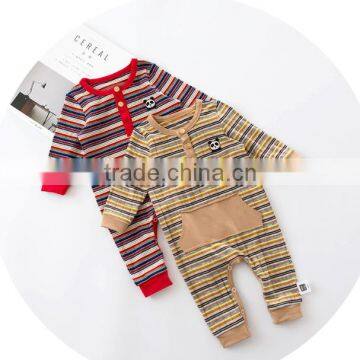 S17710A High Quality Cotton Wholesale Baby Clothes Stripe Design Baby Rompers photo-4