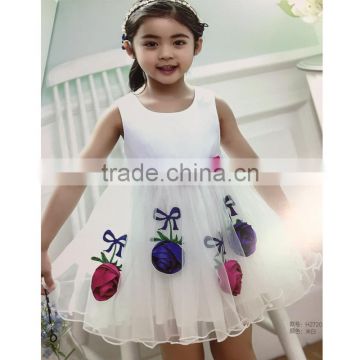 Fancy dress children rose wedding mesh frock design