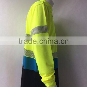 China Factory Contrast Color Reflective Safety Traffic High Visibility Polo Shirt photo-3