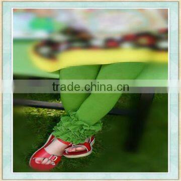 2017 Yoga baby manufacture leggings children pure color green ruffle pants fall clothing