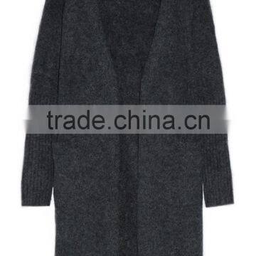 Long Version Women Wearing Knitted Cardigan With Ribbed Cuffs and Hem With Multi Colors Options photo-5
