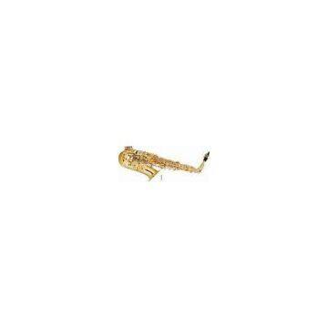 Eb Key Gold Lacquered Alto Saxophone #F Key Woodwind Musical Instruments With With Logo