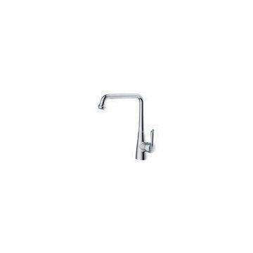 Polished Chrome Kitchen Sink Water Faucet , Deck Mounted One Hole Kitchen Faucet