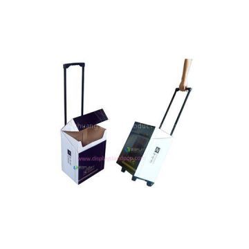 POP Cardboard Trolley Boxes with Iron Retractable Handles