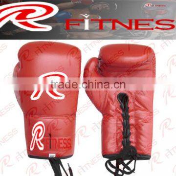 Red leather karate boxing gloves,kicking equipments / Wrist Wrap Boxing Glove/ Sparring Gloves