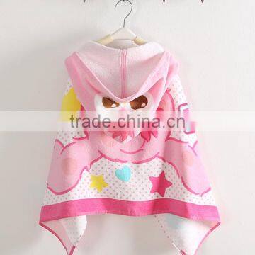Cartoon Printed Towel For Kids In Cotton Velour Material Custom Print Animal Hooded Poncho Towel photo-3