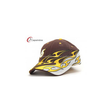 Flame Embroidery Racing Baseball Caps With White Sandwich Mesh