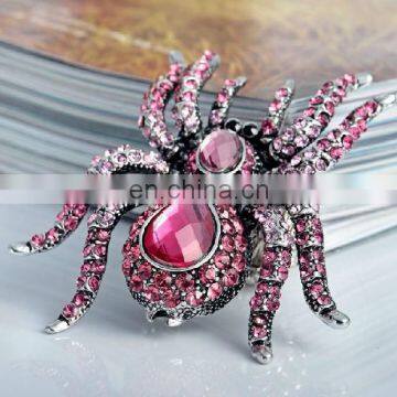 Fashion New Arrival Punk Style Rhinestone Spider Alloy Finger Ring