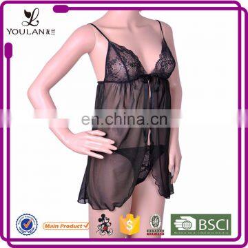 China Supplier Slim Fat Women Black Sexy Sleep Shirts Wear