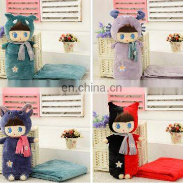 Large size cute girls stuffed plush blanket