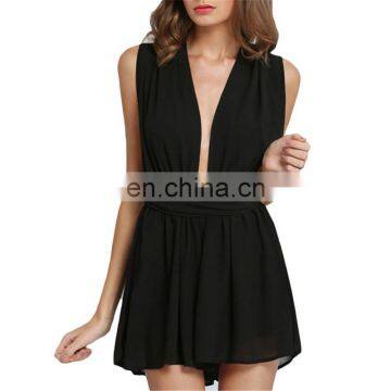 C10257 Fashion Design Hollow Out Chiffon Sleeveless Strap Sexy Convertible Romper