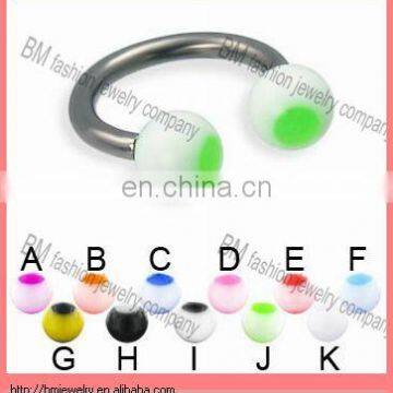 Fashion eyeshaped acrylic ball stainless steel body piercing jewelry