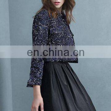 2017 New Fashion Color Mixed Print Short Lady Jacket photo-3