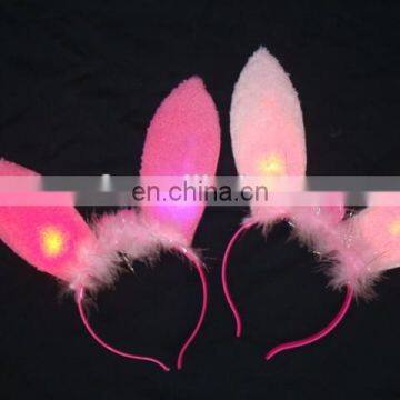 cheap party plastic LED flashing lighted rabbit bunny ear headband PH-0047