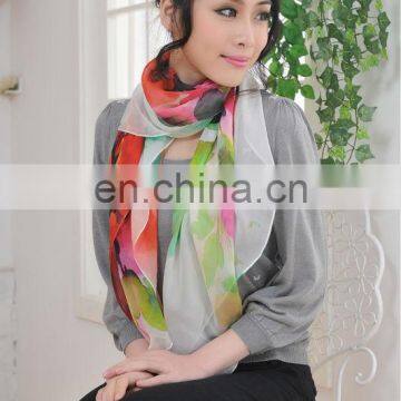 Digital Printed 100%Silk Square Chiffon Scarf