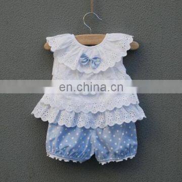 Girls Party Dress With Pants Fashion Infant Flower Lace Knee Dress Sleeveless Baby Children Clothes Kids