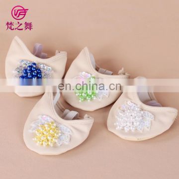 X-8057 Wholesale women colorful beaded half soft sole ballet shoes