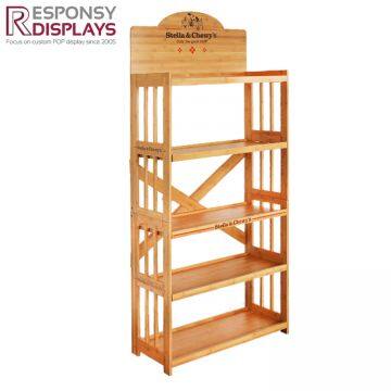 Hot Sale Customized 5 Layer Bamboo Floor Display Stand for Pet Products photo-4